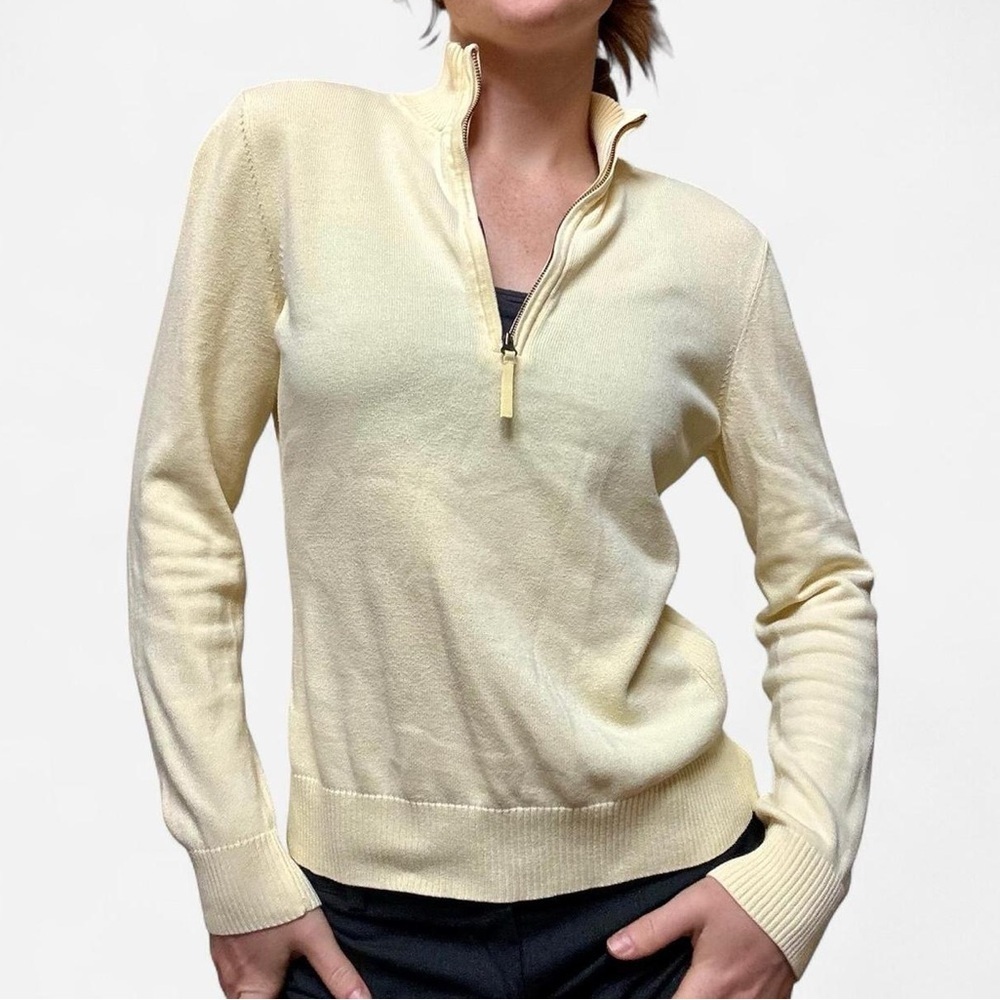 Foxcroft Vintage cotton butter yellow quarter zip